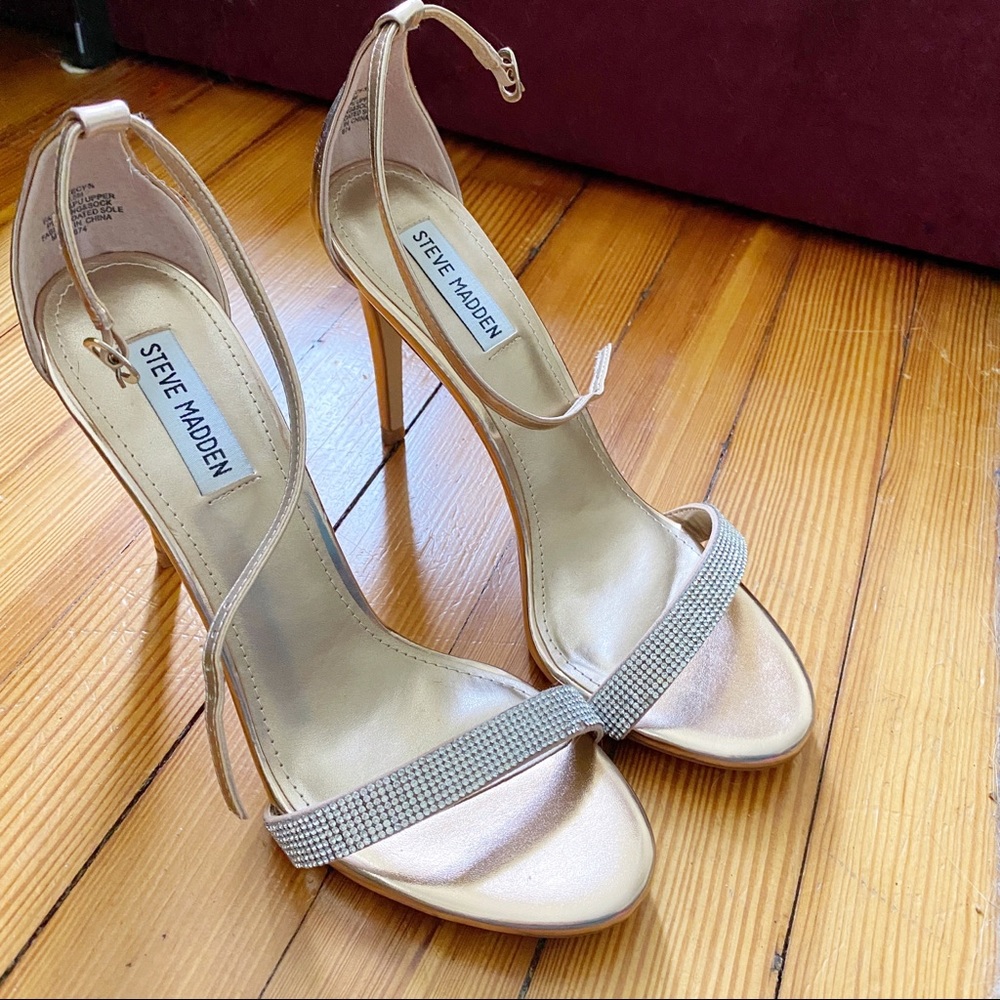 Rose gold and diamond, ankle strap heel